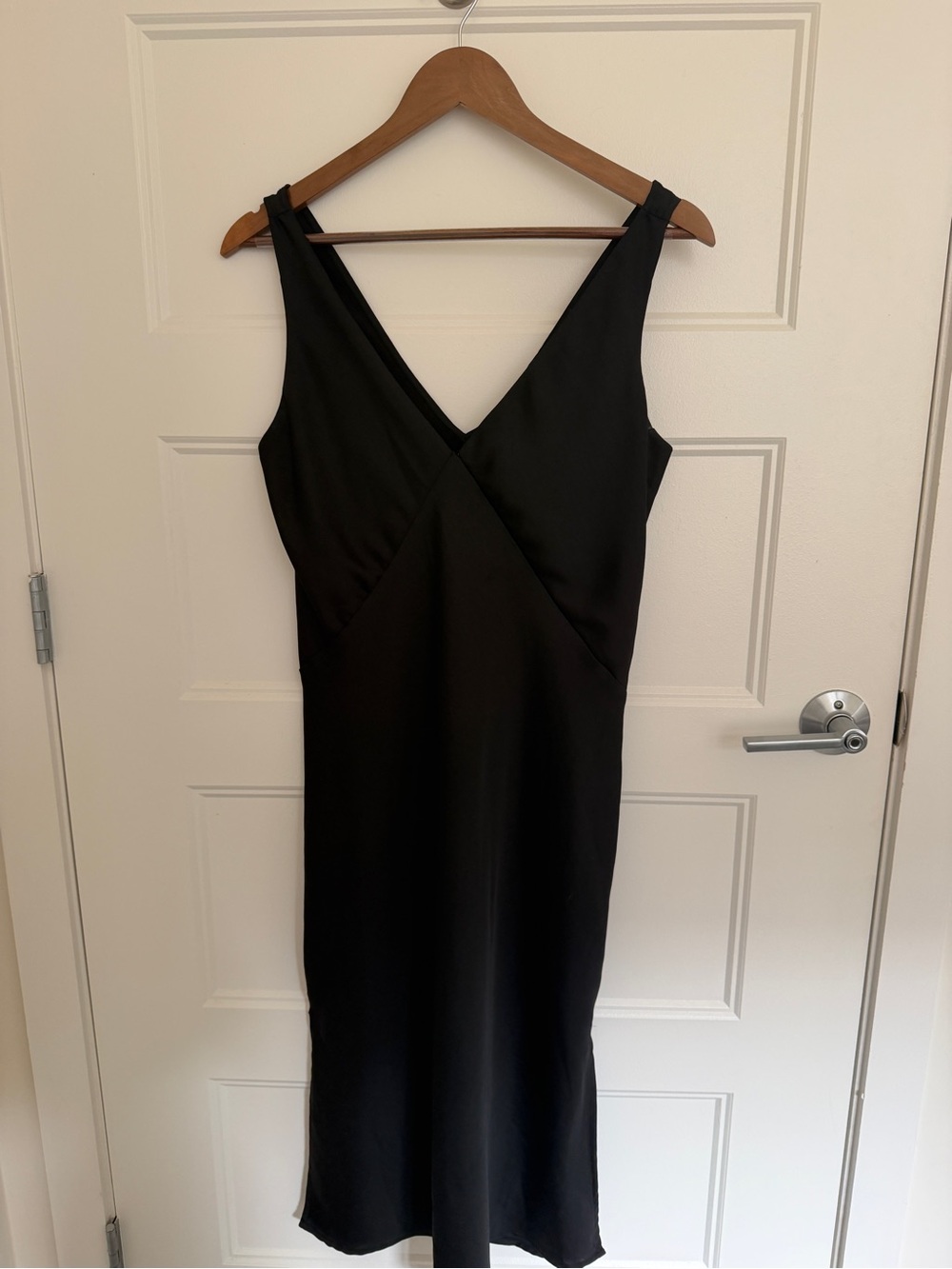 Classic Satin Slip Dress in Black